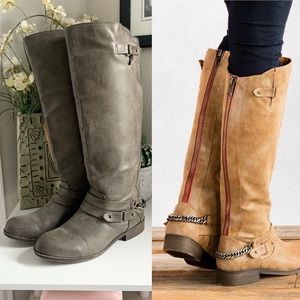 madden girl caanyon chained red stripe knee high boot